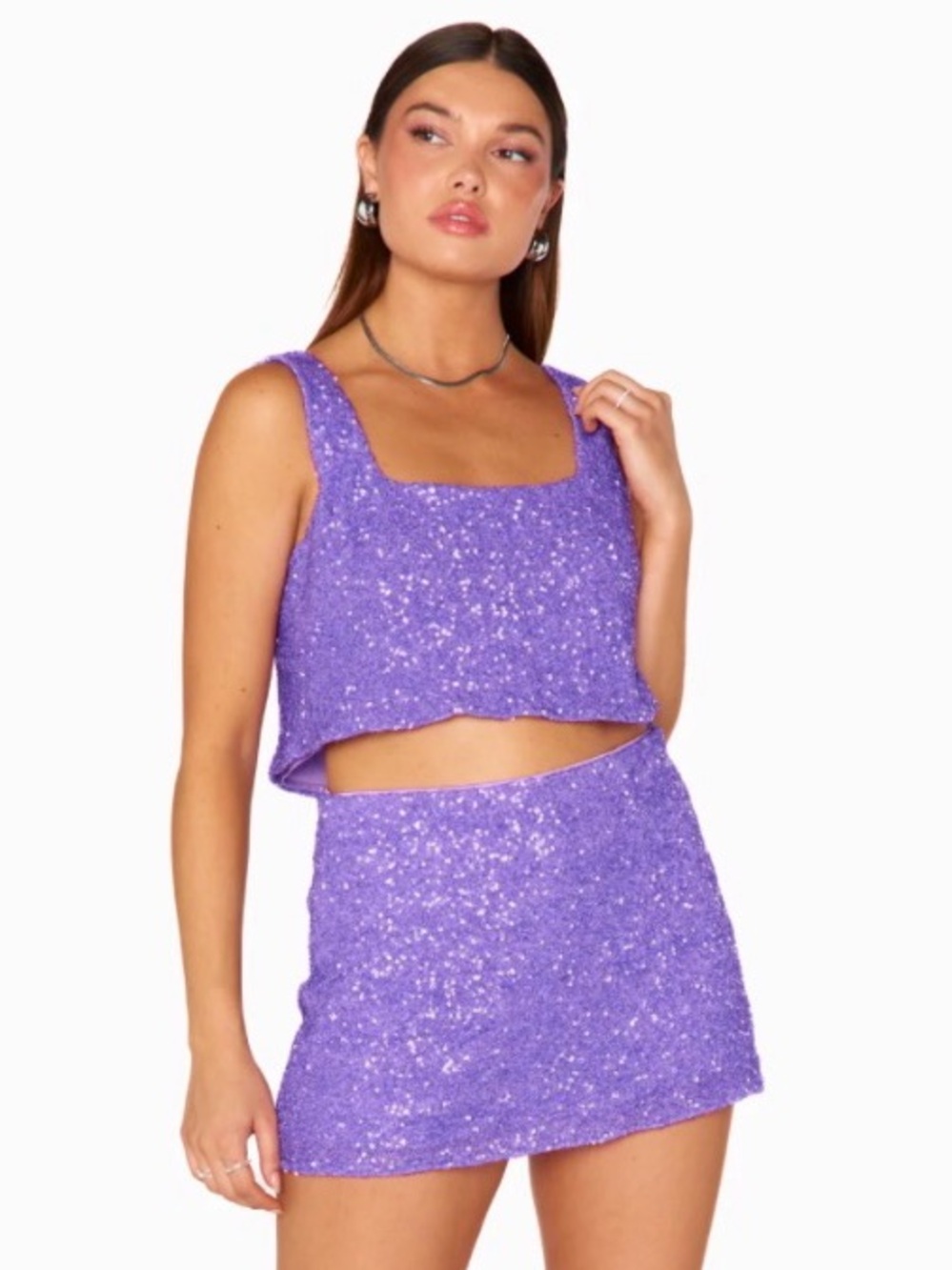 Show Me Your MuMu Lavender Sequin Mini Skirt